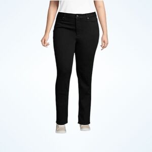 𝅺LANDS'END mid rise straight black jeans pants sz 18